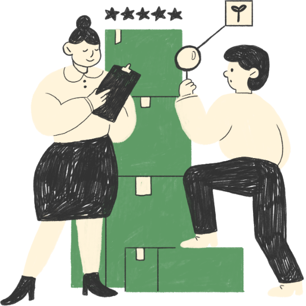 Two people quality checking files