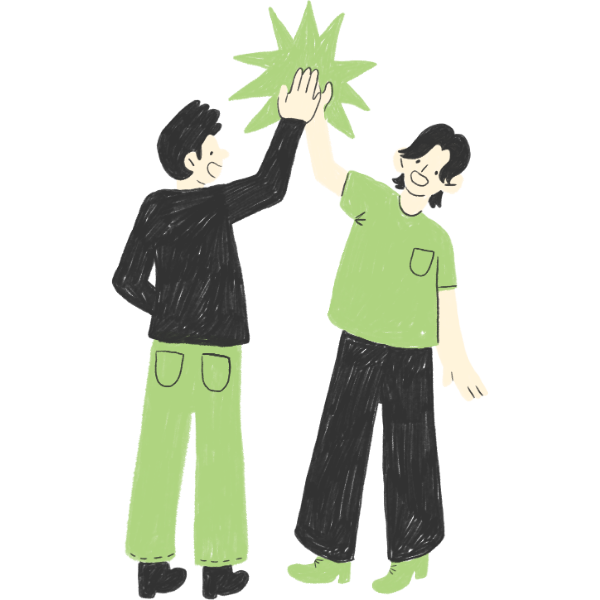 Two people celebrating with a high five