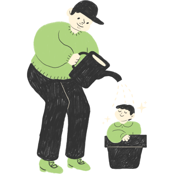 A mentor nurturing a new starter